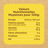 Une étiquette de valeurs nutritionnelles indique les valeurs nutritionnelles moyennes pour 100g.