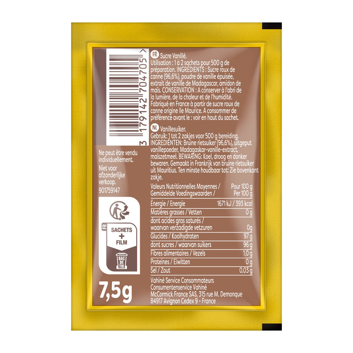 Un sachet de cafAC instantanAC Jacobs KrA?nung avec des informations nutritionnelles et un code-barres.