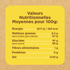Une étiquette de valeur nutritive indique les valeurs nutritionnelles moyennes pour 100g d'un produit alimentaire.