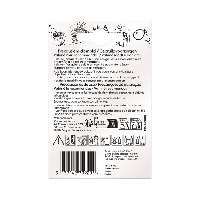 Le dos d'un emballage de produit fournit des instructions et des informations de sACcuritAC.