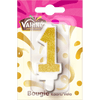 Une bougie de la marque Valhird en forme de chiffre un, conçue pour les célébrations d'anniversaire.