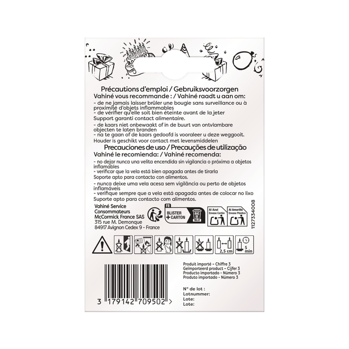 L'image montre le dos d'un emballage de produit avec des instructions et des informations sur le recyclage.