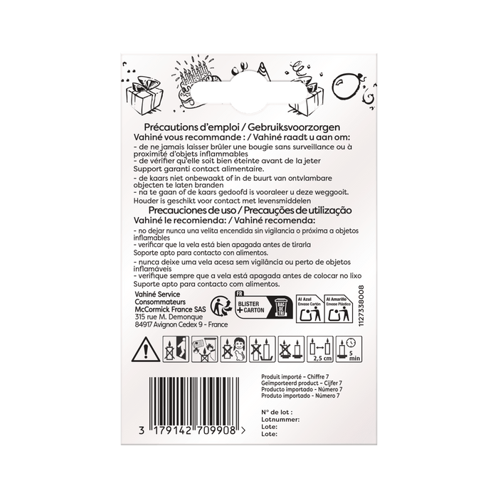 L'image montre le dos d'un emballage de produit avec des instructions et des informations sur le recyclage.