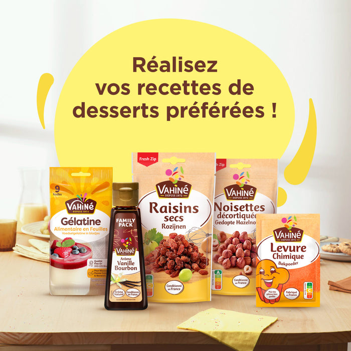Un assortiment d'ingrACdients de pActisserie Alsa, tels que des raisins secs, des noix et des arA?mes, est prACsentAC pour encourager la rACalisation de vos desserts prACfACrACs.