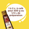 L'image montre une bouteille d'extrait de vanille Family Back avec les instructions d'utiliser 1 à 2 cuillères à café pour 500 g ou 1 2 L de préparation.