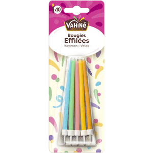 Un paquet de bougies scintillantes multicolores Wilton pour les célébrations d'anniversaire.
