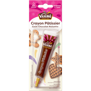 Un emballage de glaçage décoratif au chocolat noir Vahiné Crayon Pâtissier est présenté.