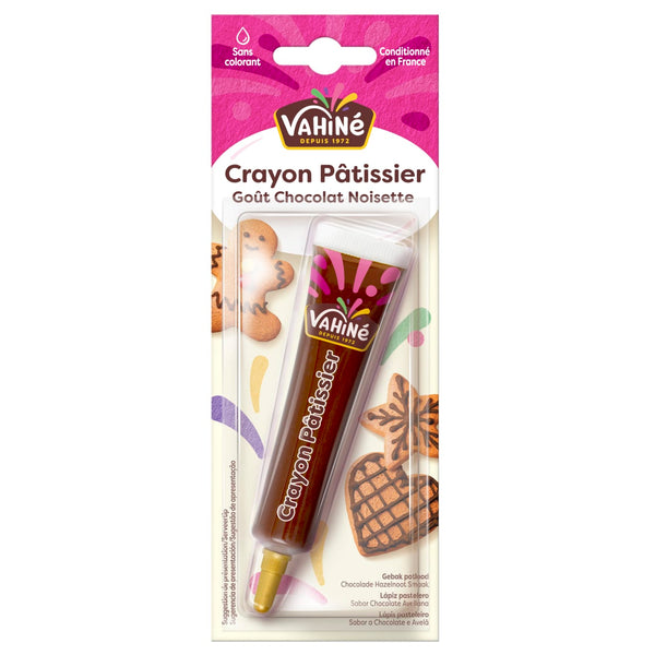 Un emballage de glaA?age dACcoratif au chocolat noir VahinAC Crayon PActissier est prACsentAC.