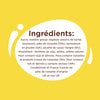 L'image affiche une liste d'ingrédients, dont le sucre, matière grasse végétale, beurre de karité, noisettes, lactosérum en poudre, lait écrémé en poudre, pâte de cacao, émulsifiant, lécithine, arôme naturel de vanille, et peut contenir d'autres fruits à coque.