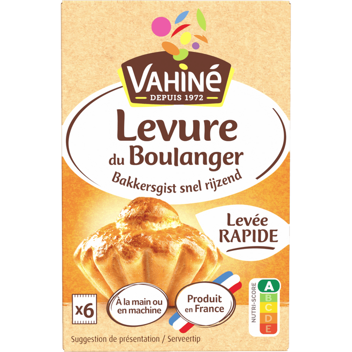Un paquet de Vahiné Levure du Boulanger levure sèche instantanée, un produit de France, est présenté.