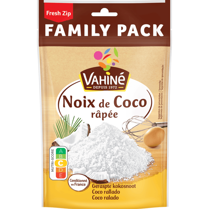 Un paquet de noix de coco râpée Vahiné, format familial.