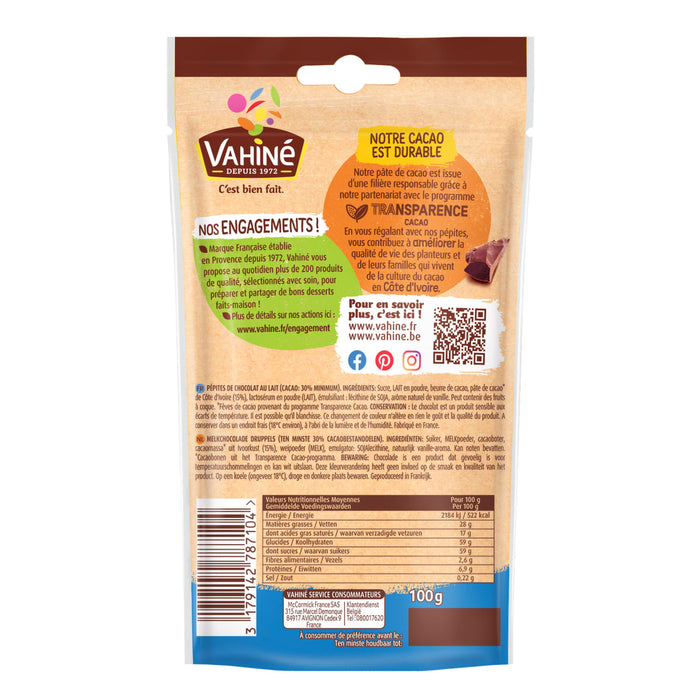 L'image montre le dos d'un paquet de collation Yummy, mettant en évidence ses ingrédients et ses informations nutritionnelles.