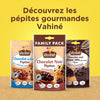 Vahiné présente une sélection de ses pépites gourmandes, incluant chocolat au lait, chocolat noir et un mélange de trois chocolats, le tout en formats familiaux.