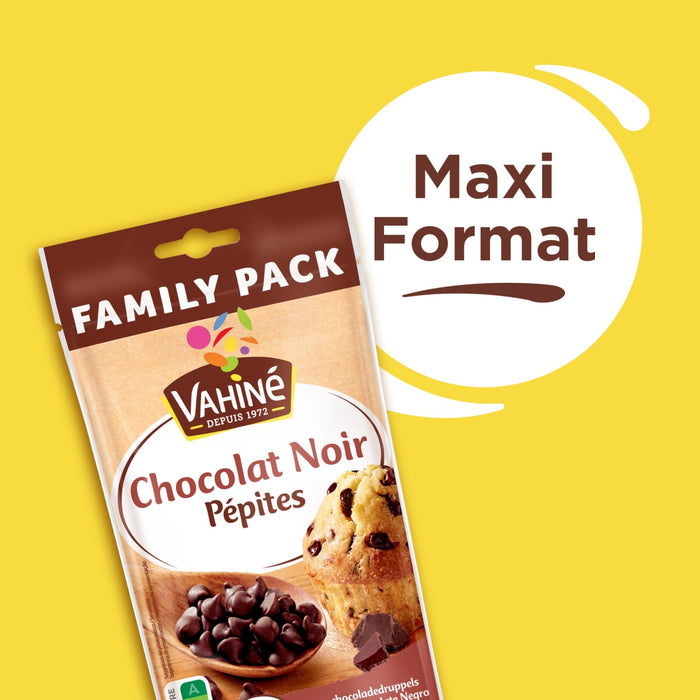 Un paquet familial de pépites de chocolat noir Vahiné en format maxi.