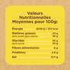 Une étiquette de valeurs nutritionnelles indique les valeurs nutritionnelles moyennes pour 100g.