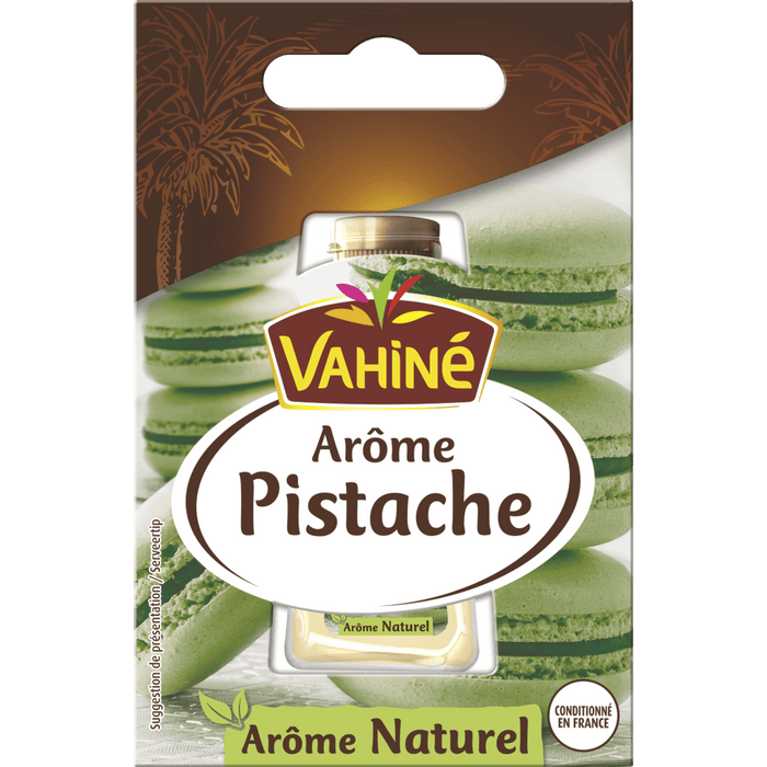 Arôme naturel Pistache Vahiné, utilisé pour ajouter une saveur de pistache aux desserts.