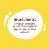 L'image affiche la liste des ingrédients, notamment le sirop de glucose, le glycérol, le propylène glycol, l'eau et l'arôme naturel.