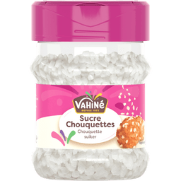 Un pot de sucre chouquettes de la marque Vahiné, un type de sucre perlé utilisé pour la pâtisserie.