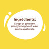 L'image affiche une liste d'ingrédients: sirop de glucose, propylène glycol, eau et arômes naturels.