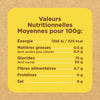 Tableau des valeurs nutritionnelles moyennes pour 100g.