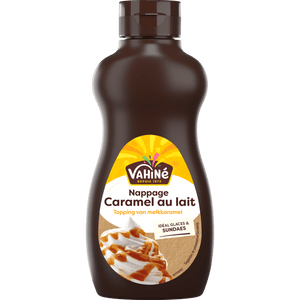 Une bouteille de nappage au caramel Kraft est présentée.