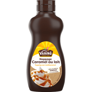 Une bouteille de nappage au caramel Kraft est présentée.
