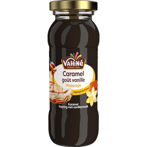Une bouteille de nappage Karine Caramel Vanille est présentée.