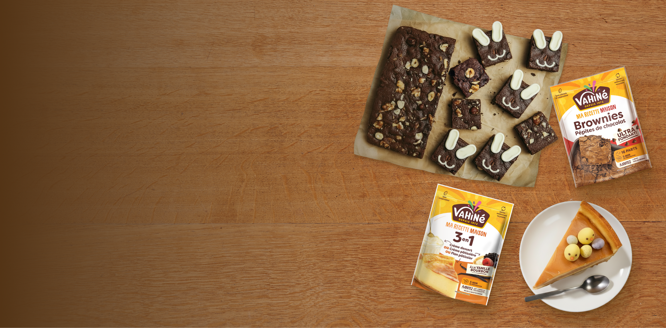 Brownies on plate with products