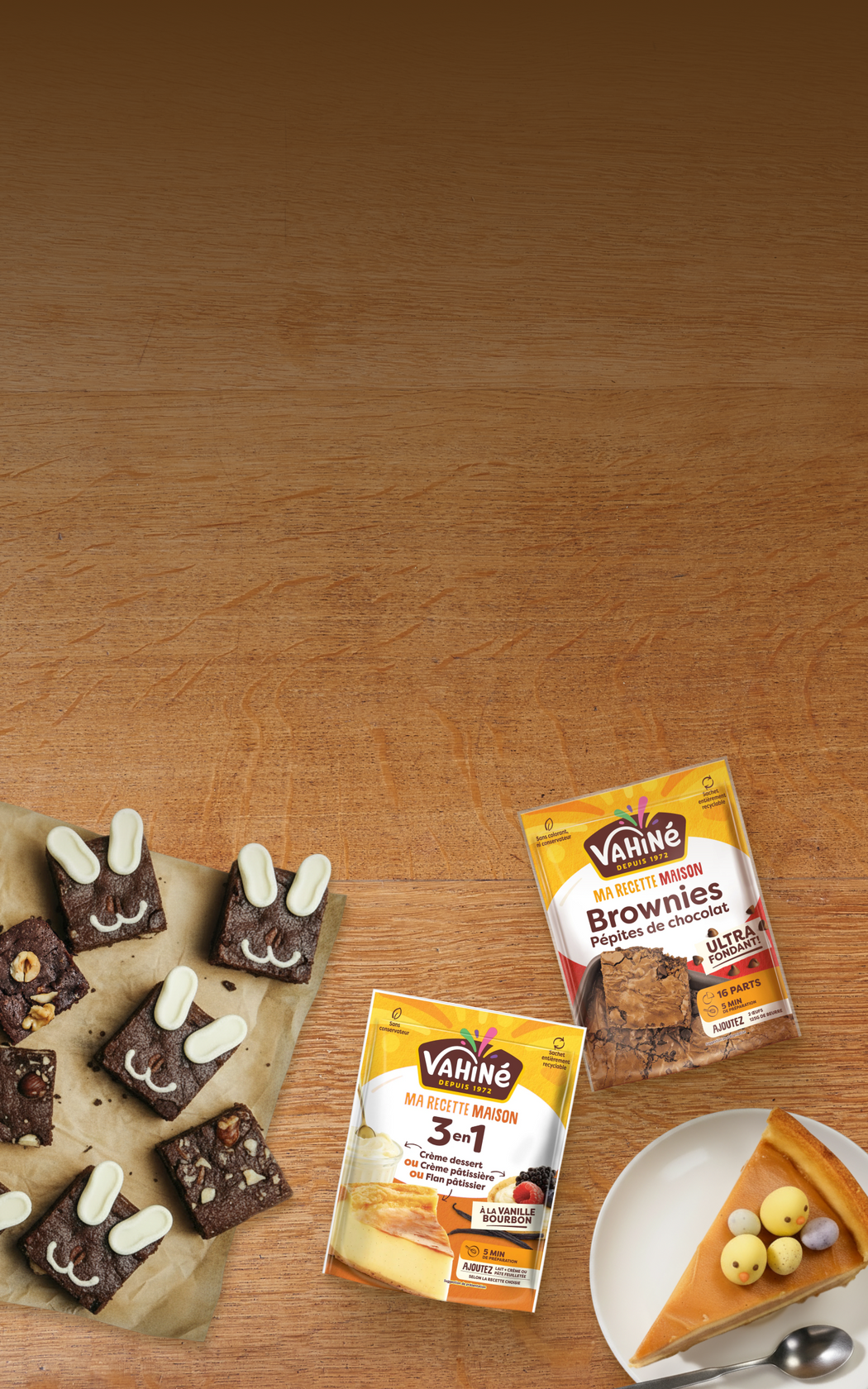 Brownies on plate with products