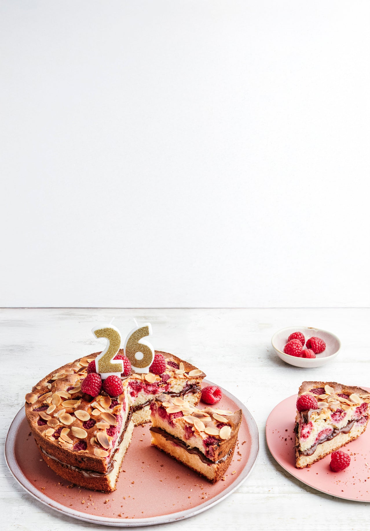 Gâteau amandes, Nutella® et framboises